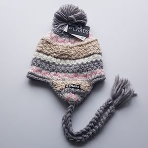 Chaos  Multicolored  Earflap Hat w/Pom Pom